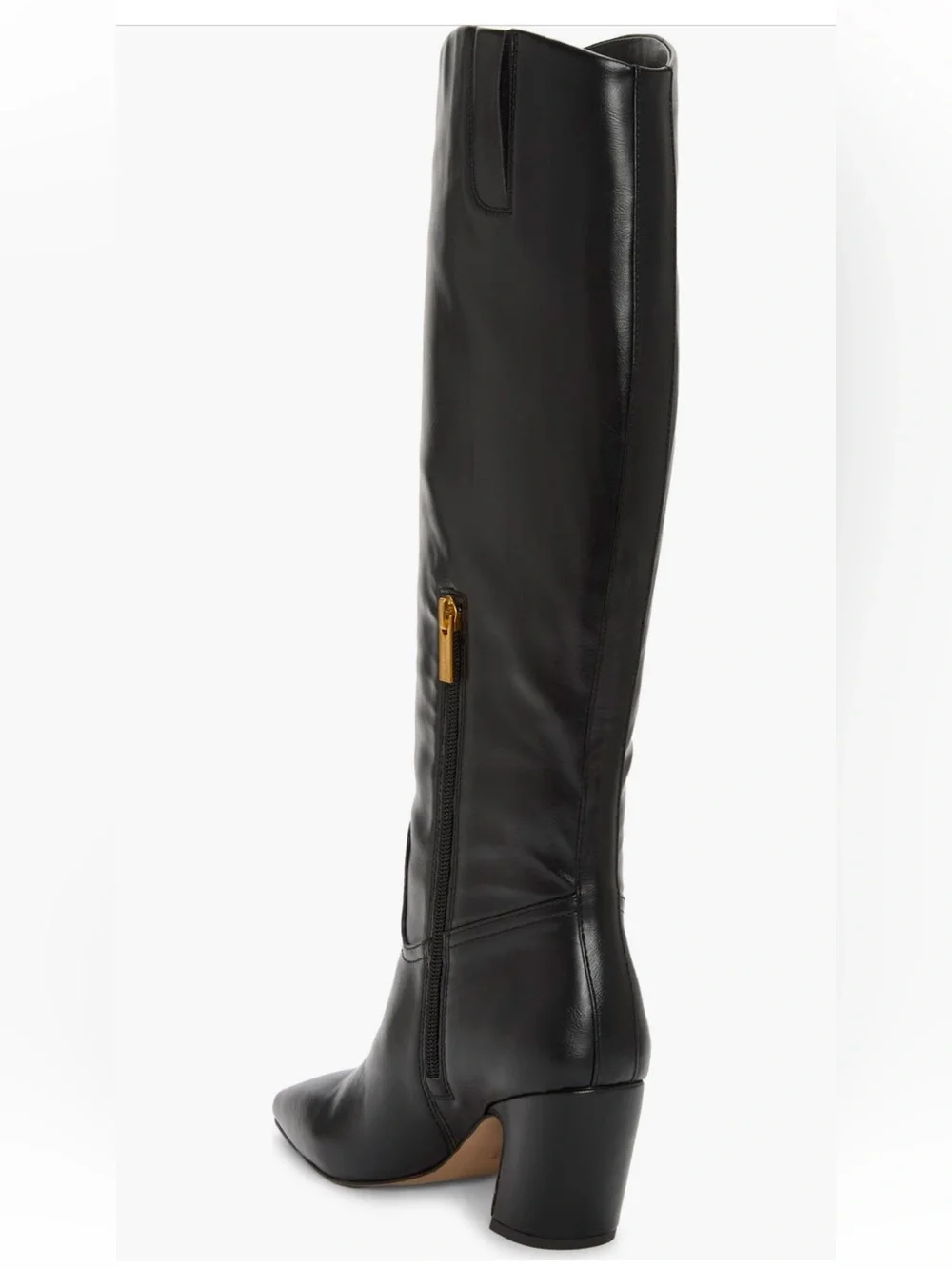 Vince Camuto Black Leather Knee High Block Heel Boots Sz 7.5 Wide Calf NWB